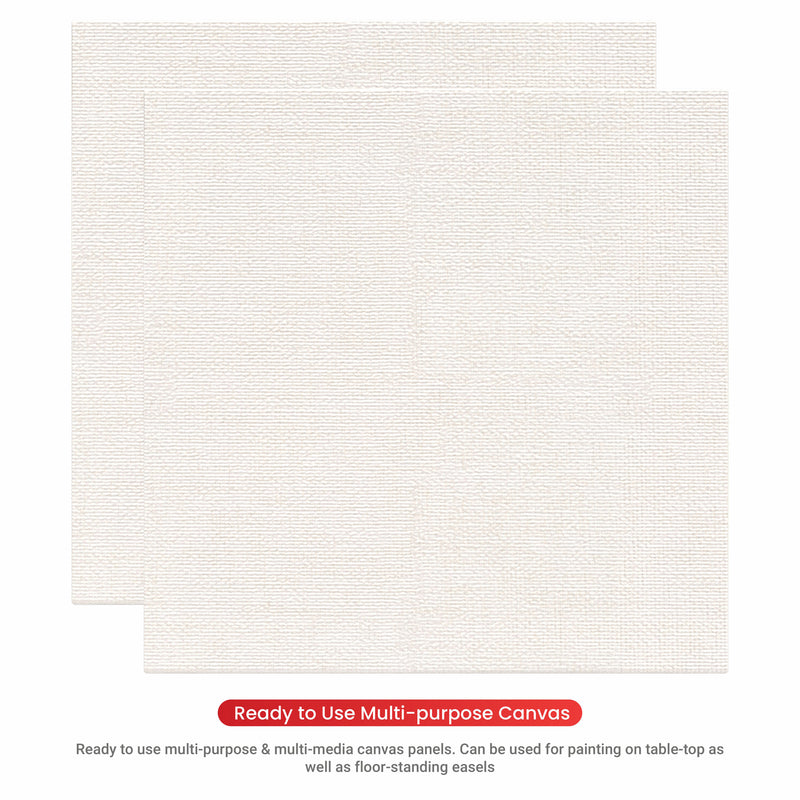 04 Oz (230 GSM) Hobby Series Medium Grain White Cotton Canvas Panel with 3.5mm MDF| 5x5 Inches (Pack of 2)