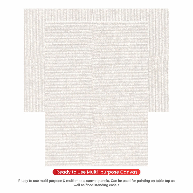 04 Oz (230 GSM) Hobby Series Medium Grain White Cotton Canvas Panel with 3.5mm MDF| 5x7 Inches (Pack of 6)