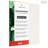 04 Oz (230 GSM) Hobby Series Medium Grain White Cotton Canvas Panel with 3.5mm MDF| 8x8 Inches (Pack of 12)