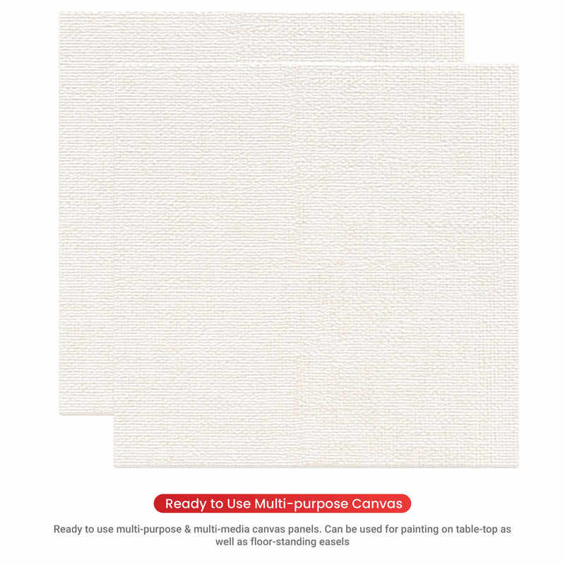 07 Oz (370 GSM) Student Series Medium Grain White Cotton Canvas Panel with 3.5mm MDF| 4x4 Inches (Pack of 4)