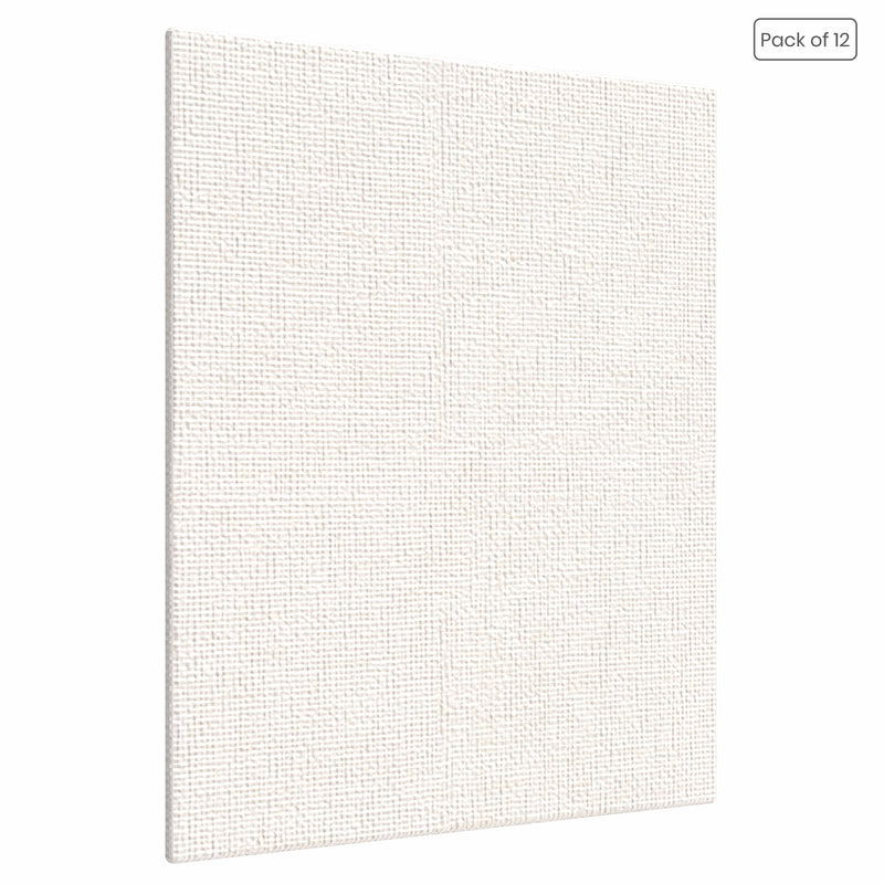 07 Oz (370 GSM) Student Series Medium Grain White Cotton Canvas Panel with 3.5mm MDF| 4x4 Inches (Pack of 12)