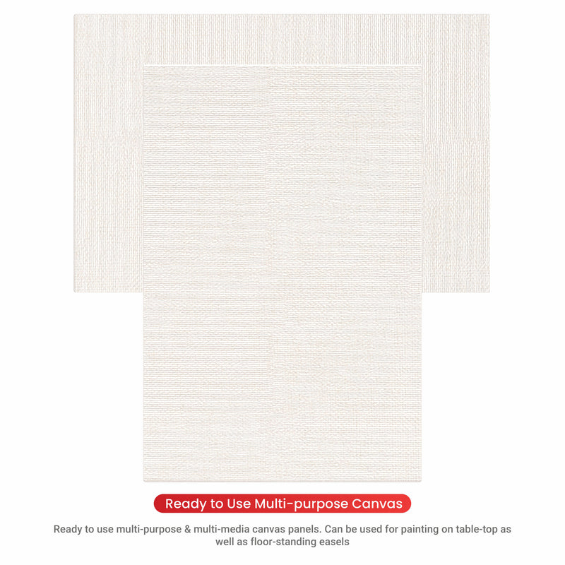 07 Oz (370 GSM) Student Series Medium Grain White Cotton Canvas Panel with 3.5mm MDF| 4x6 Inches (Pack of 4)