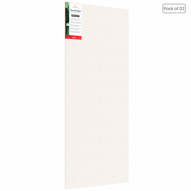 07 Oz (370 GSM) Student Series Medium Grain White Cotton Canvas Panel with 3.5mm MDF| 20x40 Inches (Pack of 2)