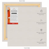 10 Oz (440 GSM) Artist Series Medium Grain White Cotton Canvas Stretched with 18x40mm Wooden Frame | 18x18 Inches (Pack of 4)