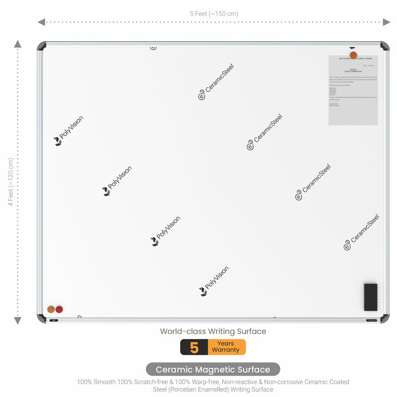 Iris Ceramic Whiteboard 4x5 (Pack of 1) with MDF Core