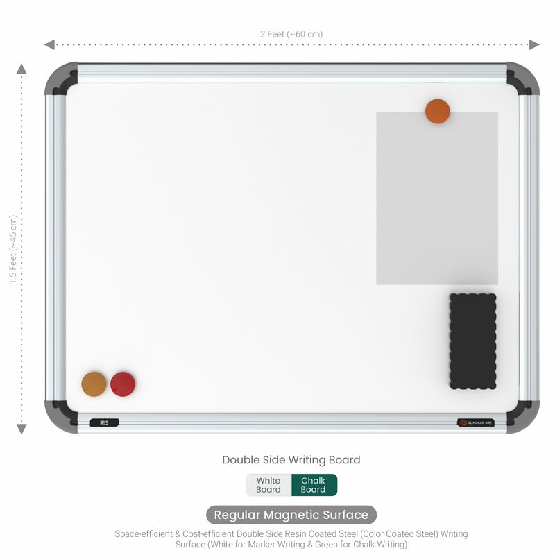 Iris Double Side Magnetic Writing Board 1.5x2 (P02) | MDF Core