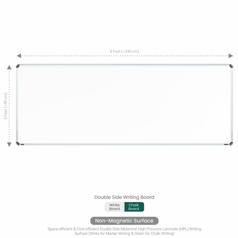Iris Dual Side Non-magnetic Writing Board 3x8 (P02) | MDF Core