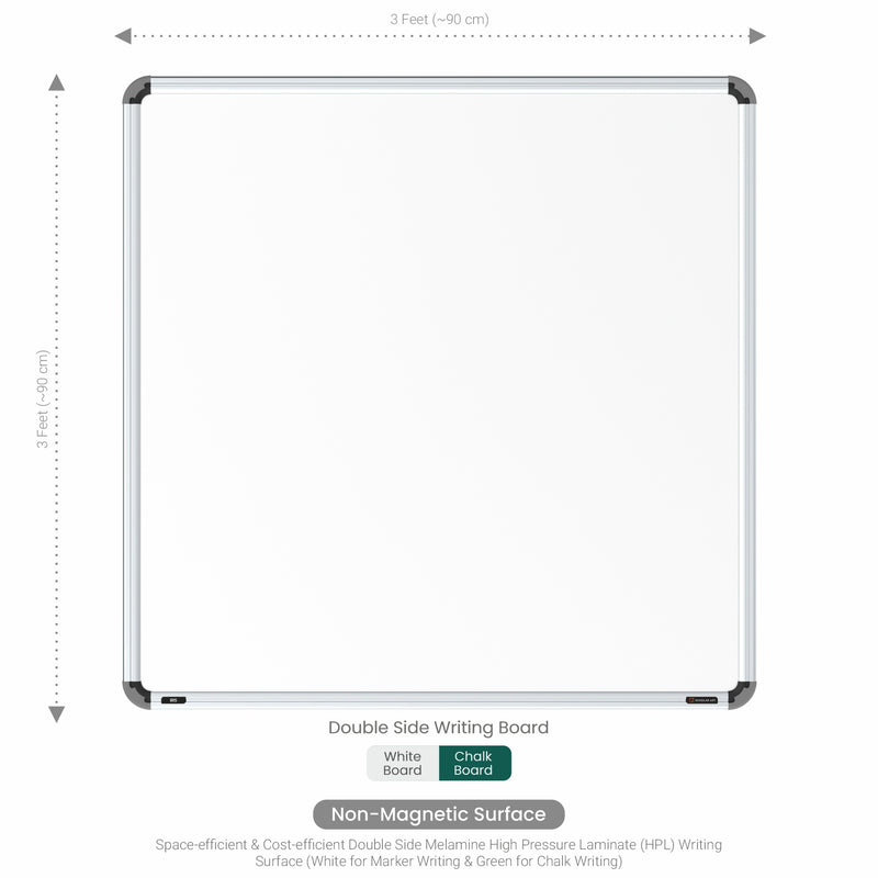 Iris Dual Side Non-magnetic Writing Board 3x3 (P01) | MDF Core