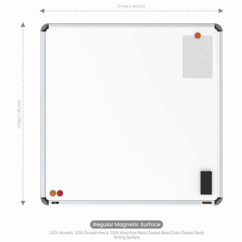 Iris Magnetic Whiteboard 3x3 (Pack of 1) with MDF Core