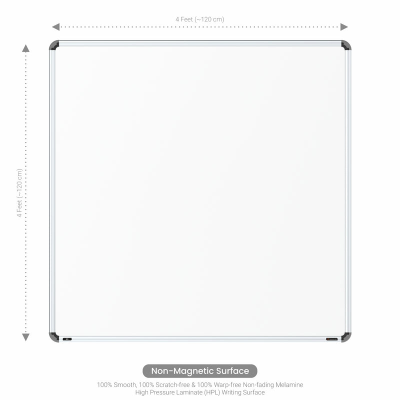 Iris Non-magnetic Whiteboard 4x4 (Pack of 4) with HC Core