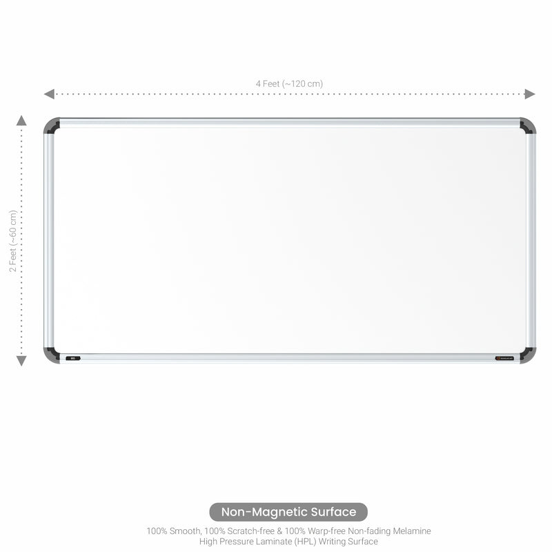 Iris Non-magnetic Whiteboard 2x4 (Pack of 1) with HC Core