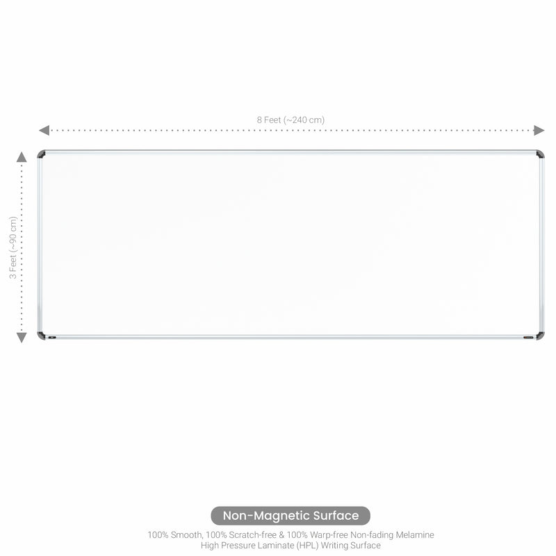 Iris Non-magnetic Whiteboard 3x8 (Pack of 4) with MDF Core