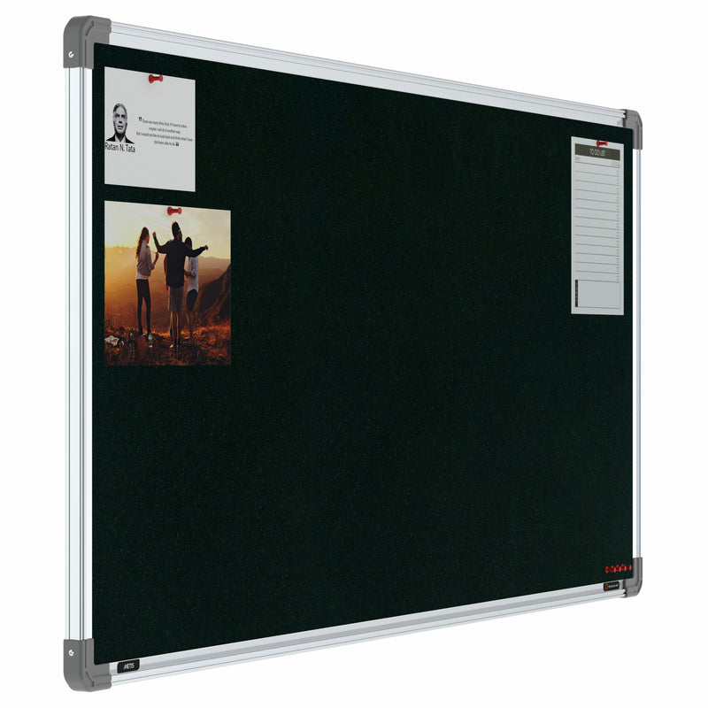 Metis Economy Flocked Fabric (Velvet) Pin-up Display Board with Lightweight Aluminium Frame & Soft Board Core (Green)