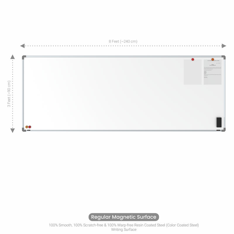 Metis Magnetic Whiteboard 3x8 (Pack of 1) with HC Core
