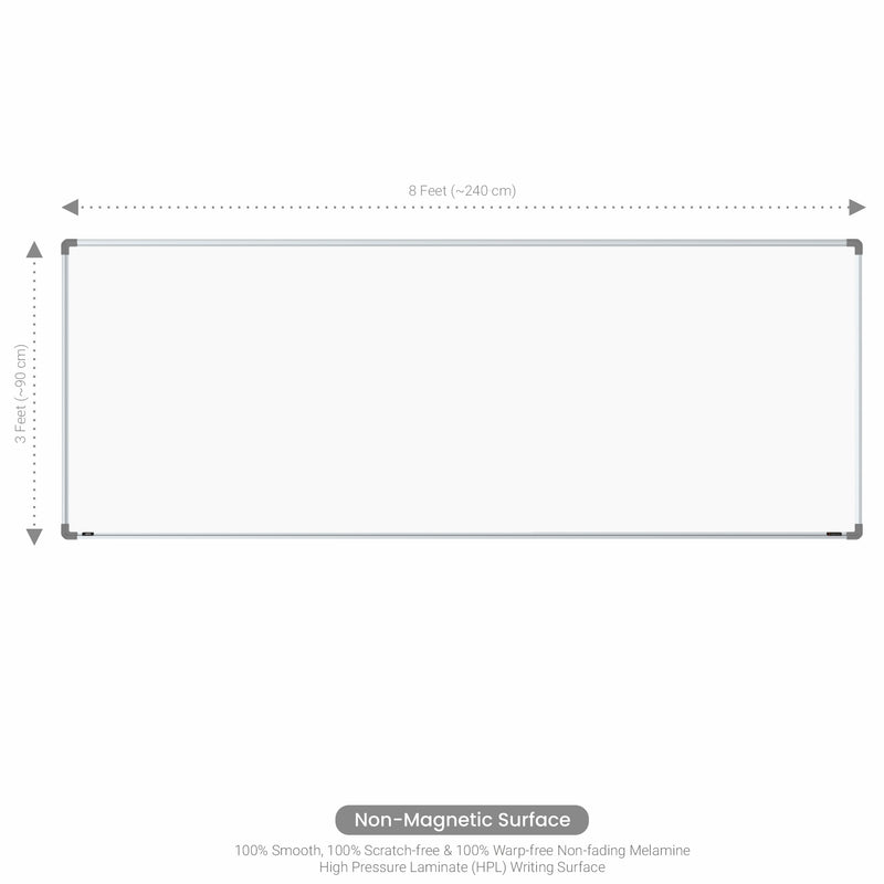 Metis Non-magnetic Whiteboard 3x8 (Pack of 1) with PB Core
